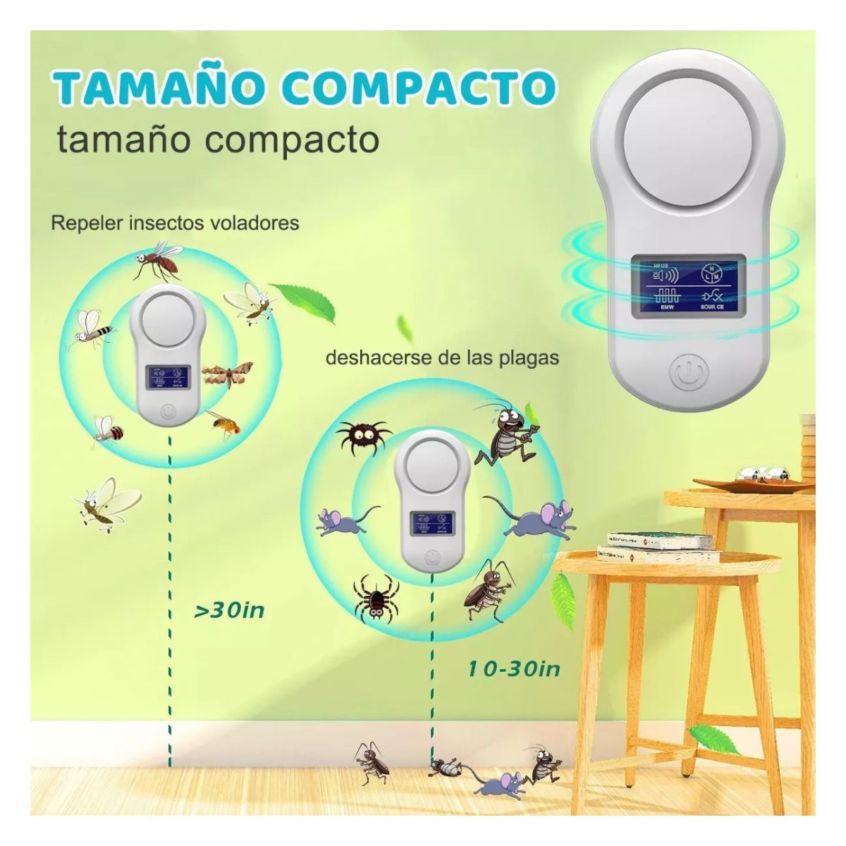 Repelente Ultrasónico Mosquitos Para El Hogar Mosquitos Etc Blanco