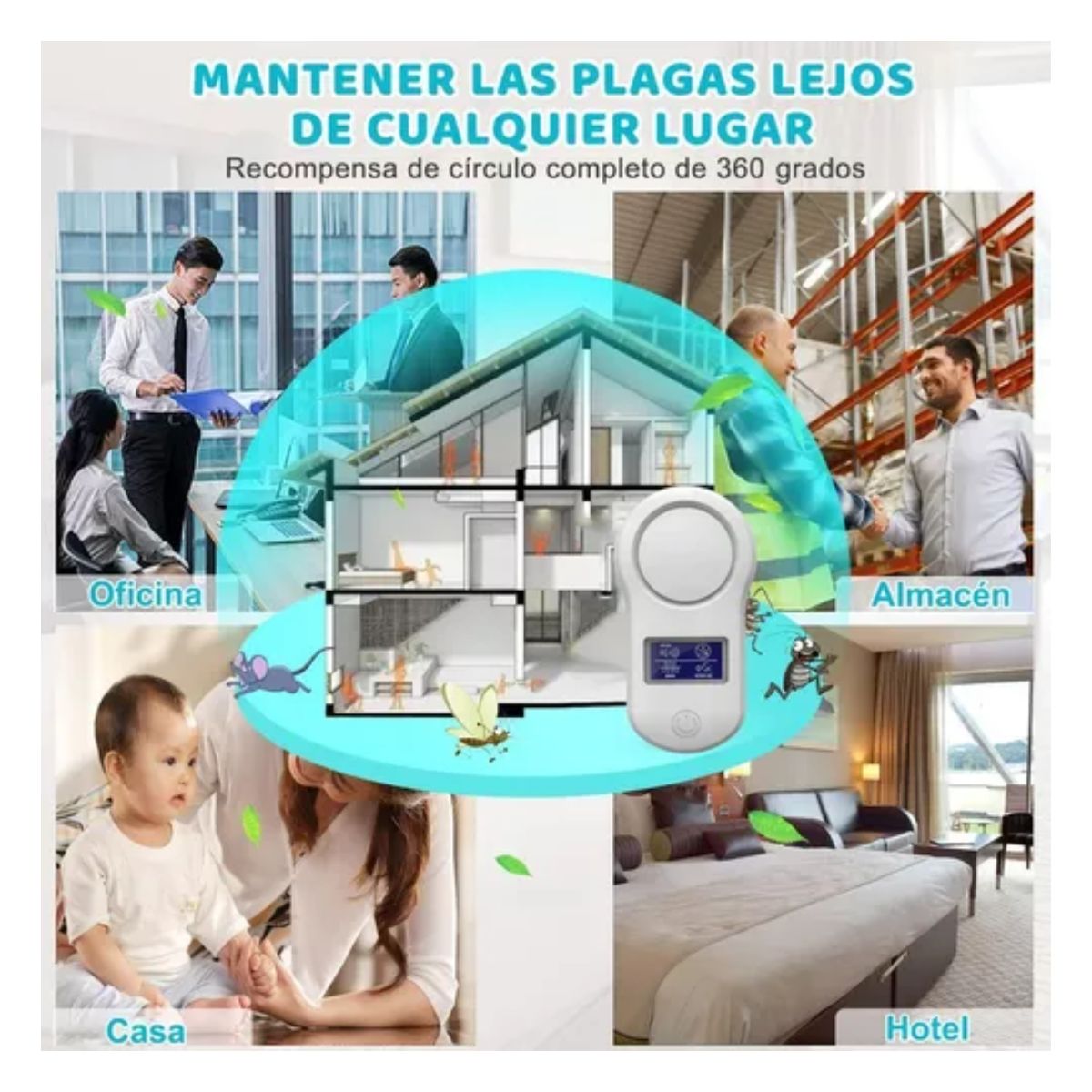 Repelente Ultrasónico Mosquitos Para El Hogar Mosquitos Etc Blanco