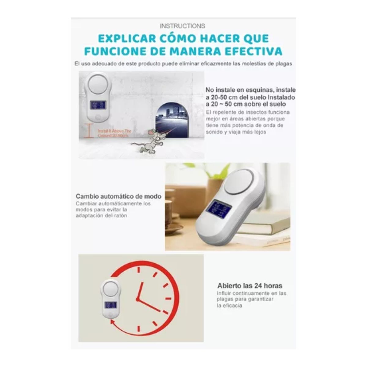 Repelente Ultrasónico Mosquitos Para El Hogar Mosquitos Etc Blanco