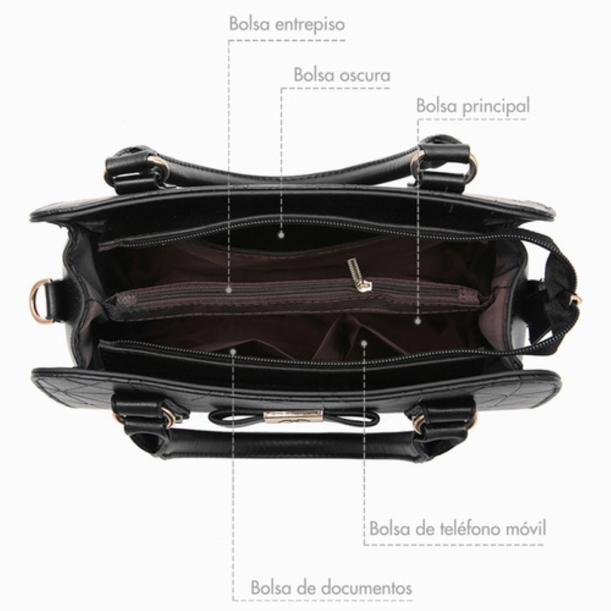 Bolsa Tote Para Mujer Bolso De Mano Con Gran Capacidad Negro