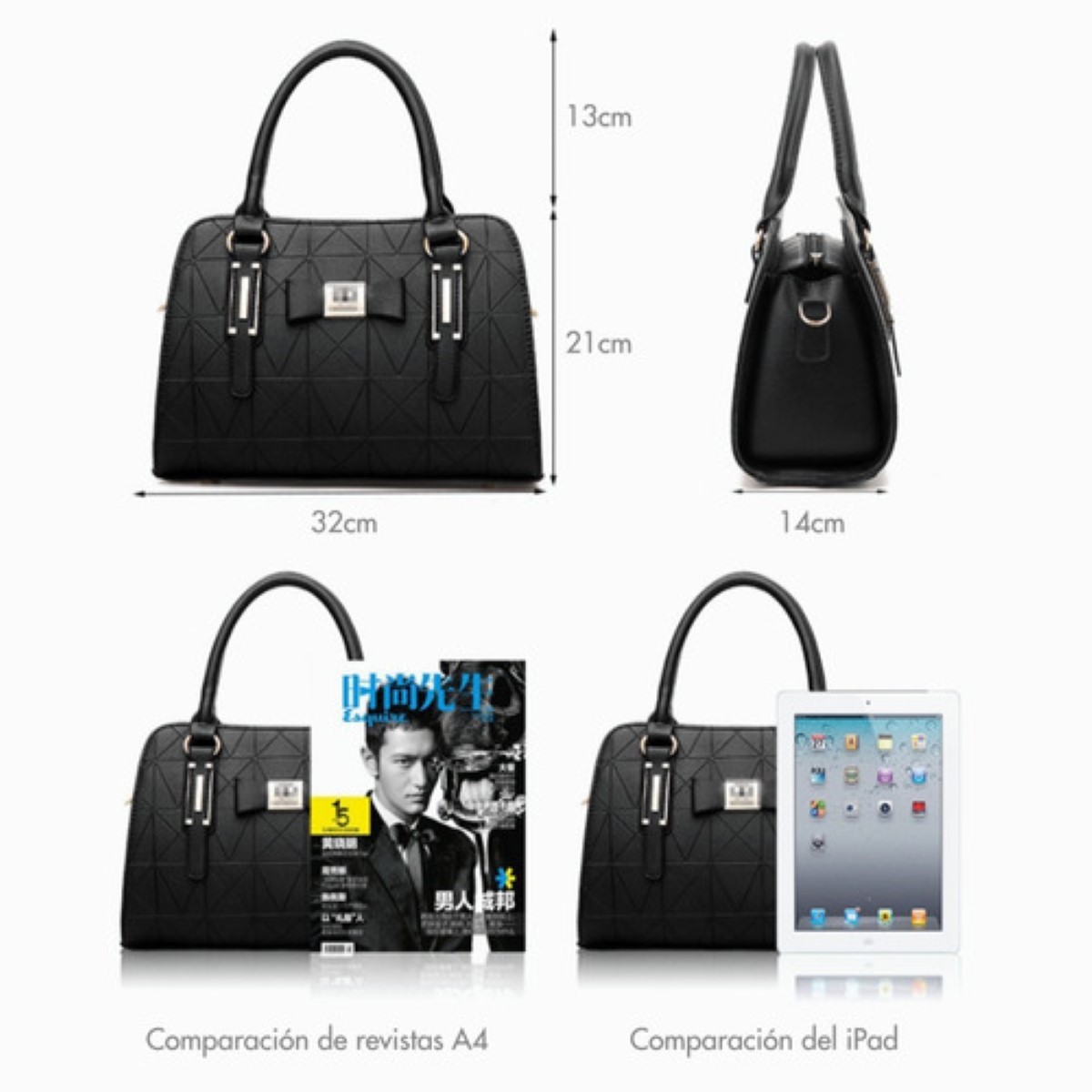 Bolsa Tote Para Mujer Bolso De Mano Con Gran Capacidad Negro