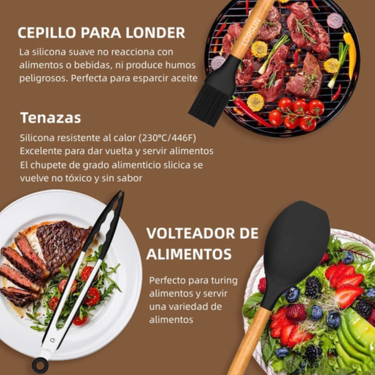 Set 23 Utensilios De Cocina Silicona Cuchara Volteador Negro