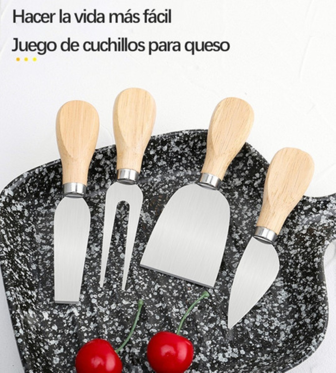 Juego De Cuchillos Para Queso De Acero Inoxidable, 4 Piezas Marron/Plata 
