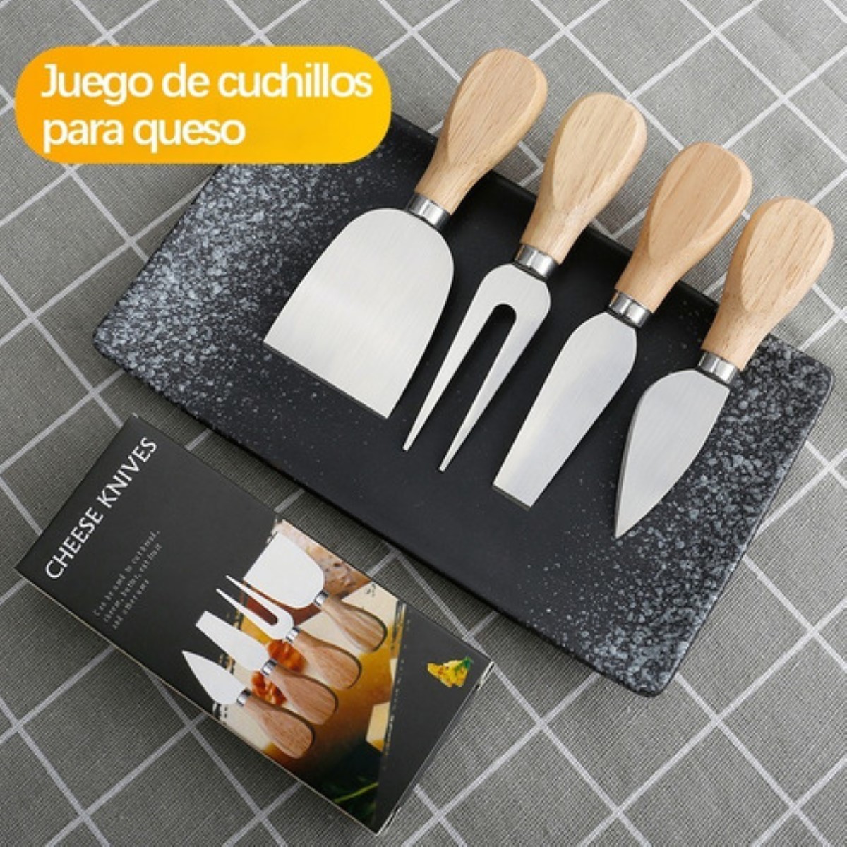 Juego De Cuchillos Para Queso De Acero Inoxidable, 4 Piezas Marron/Plata 