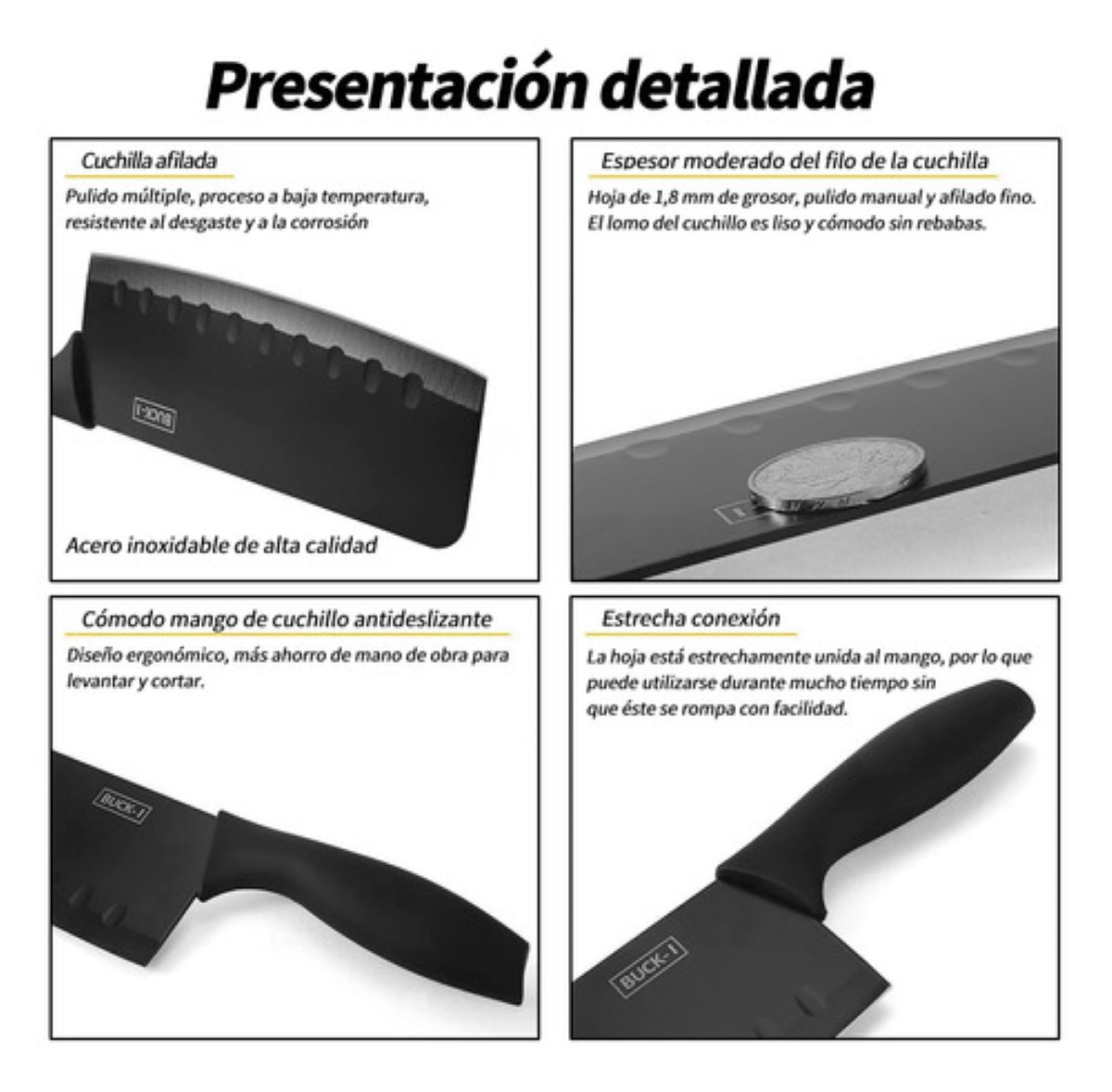 Juego De Cuchillos De Cocina De Acero Inoxidable, 7 Piezas Negro