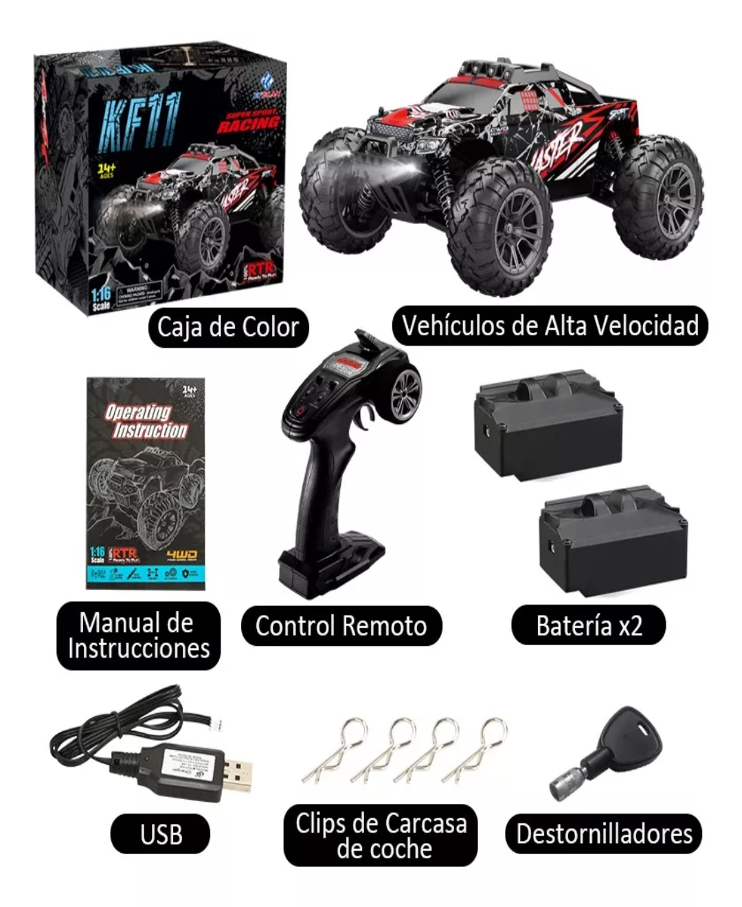 Coche De Carreras Todoterreno Con Control Remoto 1:16 O Más