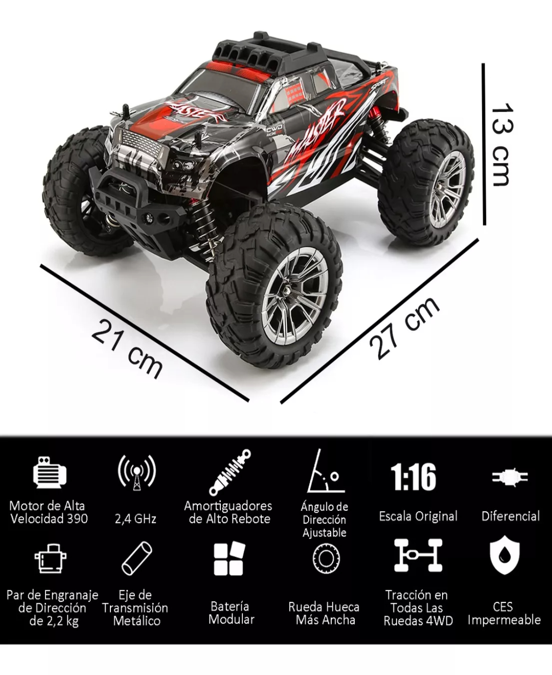Coche De Carreras Todoterreno Con Control Remoto 1:16 O Más