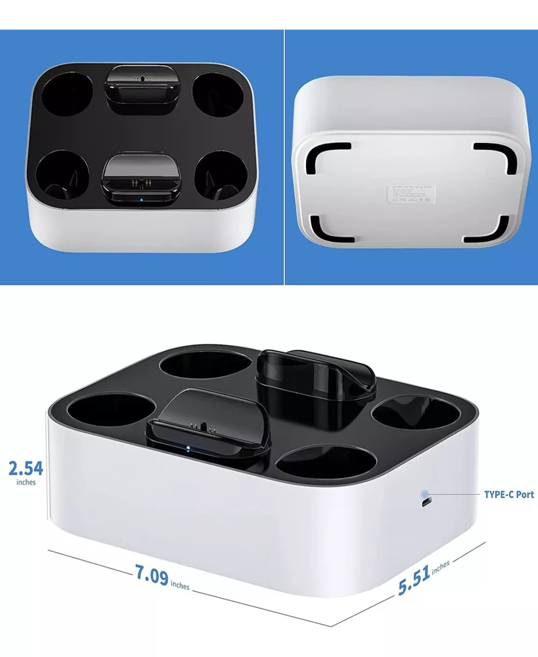 Cargador Para Ps5 2 Controles Dualsense Carga Rápida Con Luz