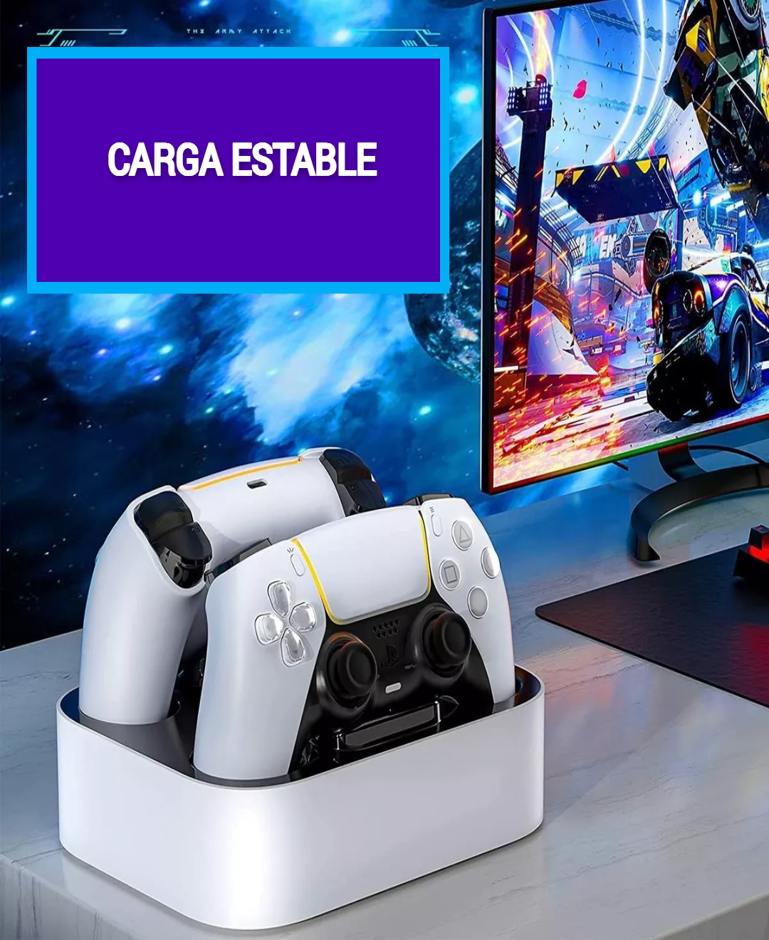 Cargador Para Ps5 2 Controles Dualsense Carga Rápida Con Luz