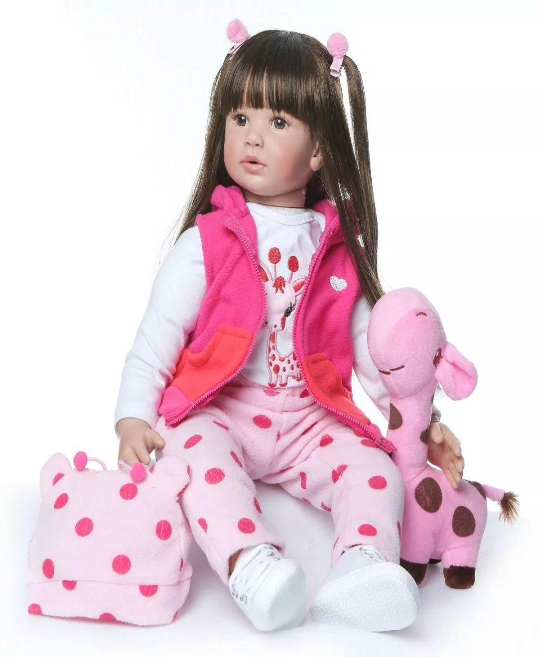 Muñeca Npk De Silicona + Algodón Con Cabello Largo, 60 Cm