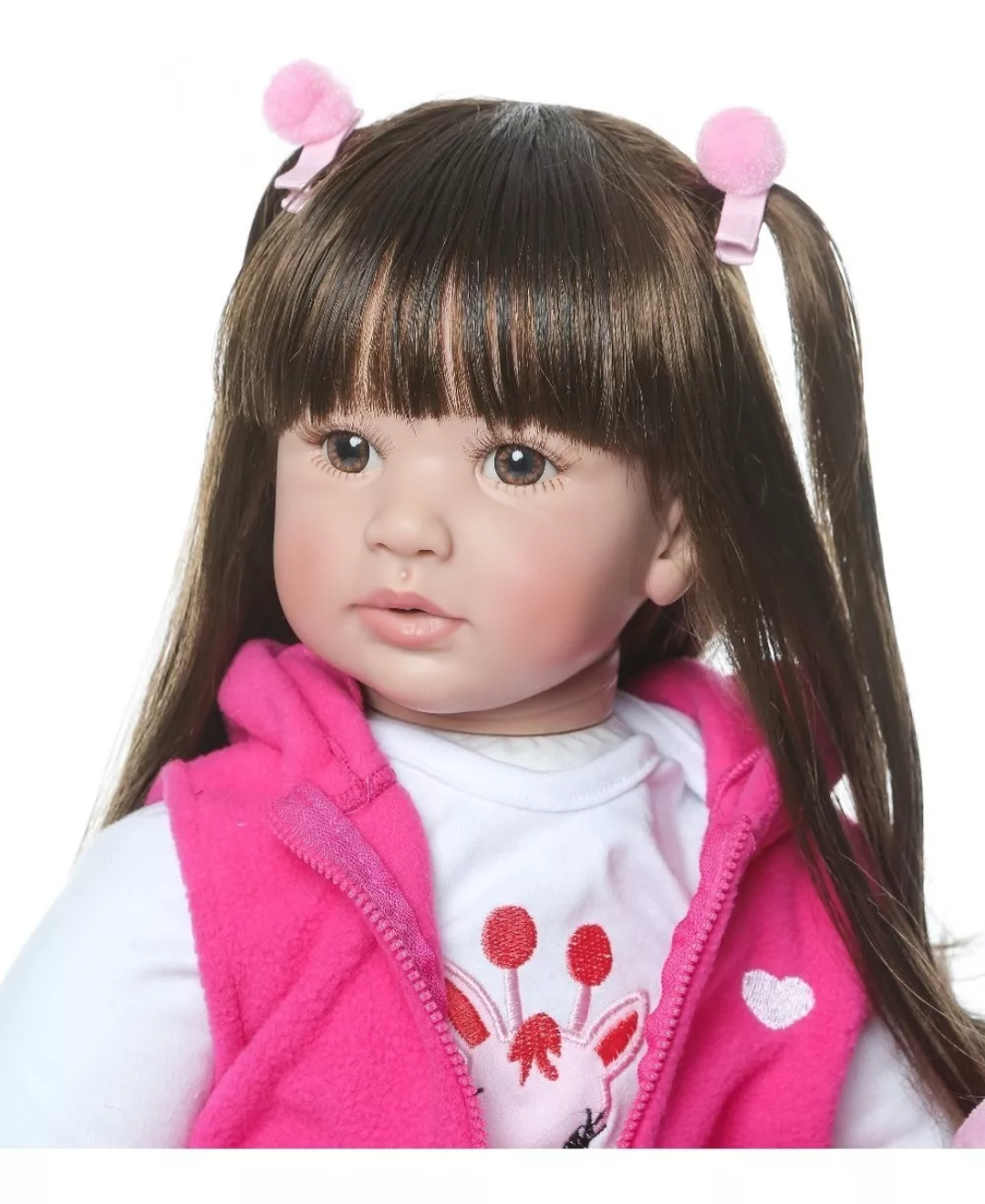 Muñeca Npk De Silicona + Algodón Con Cabello Largo, 60 Cm