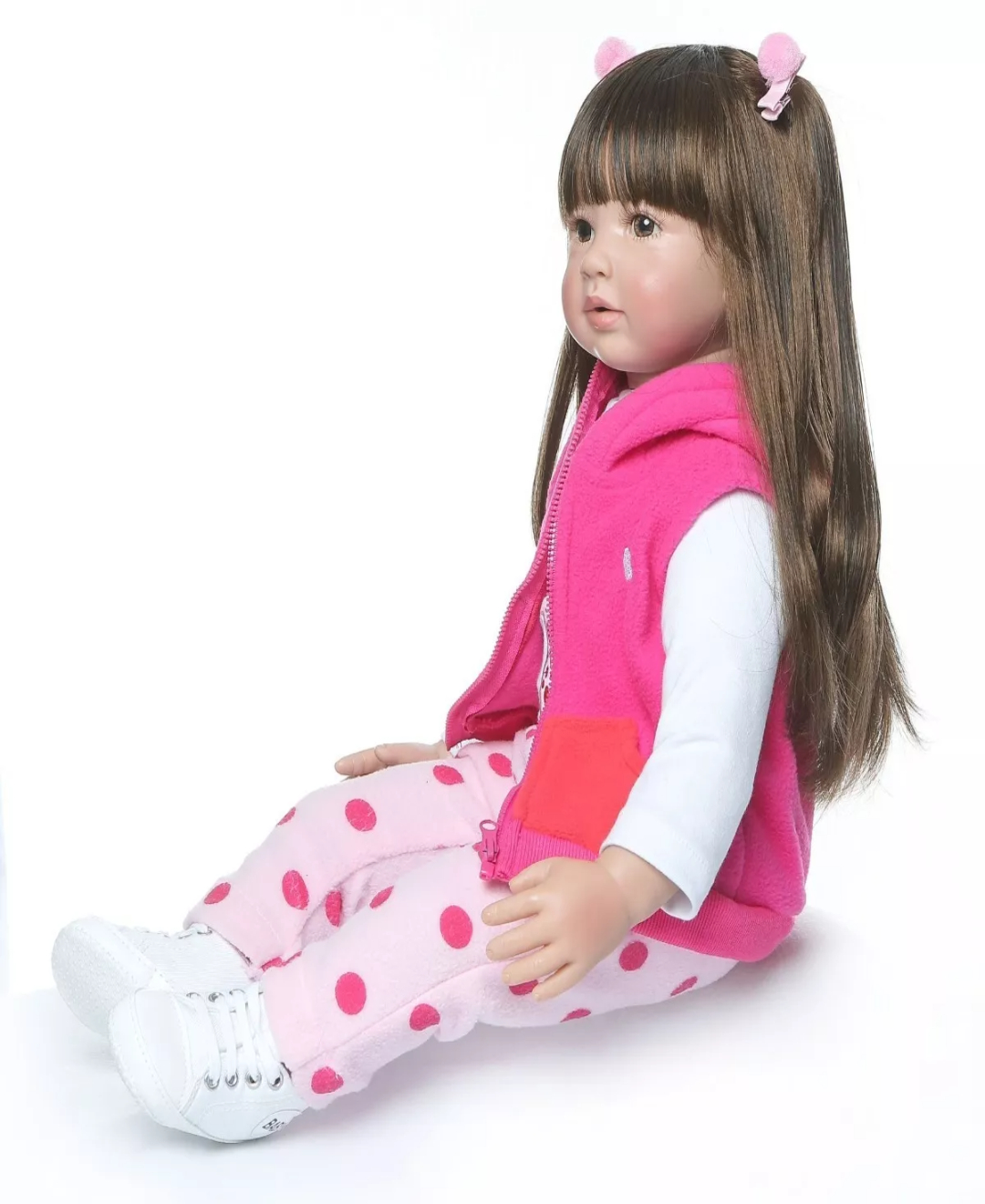 Muñeca Npk De Silicona + Algodón Con Cabello Largo, 60 Cm