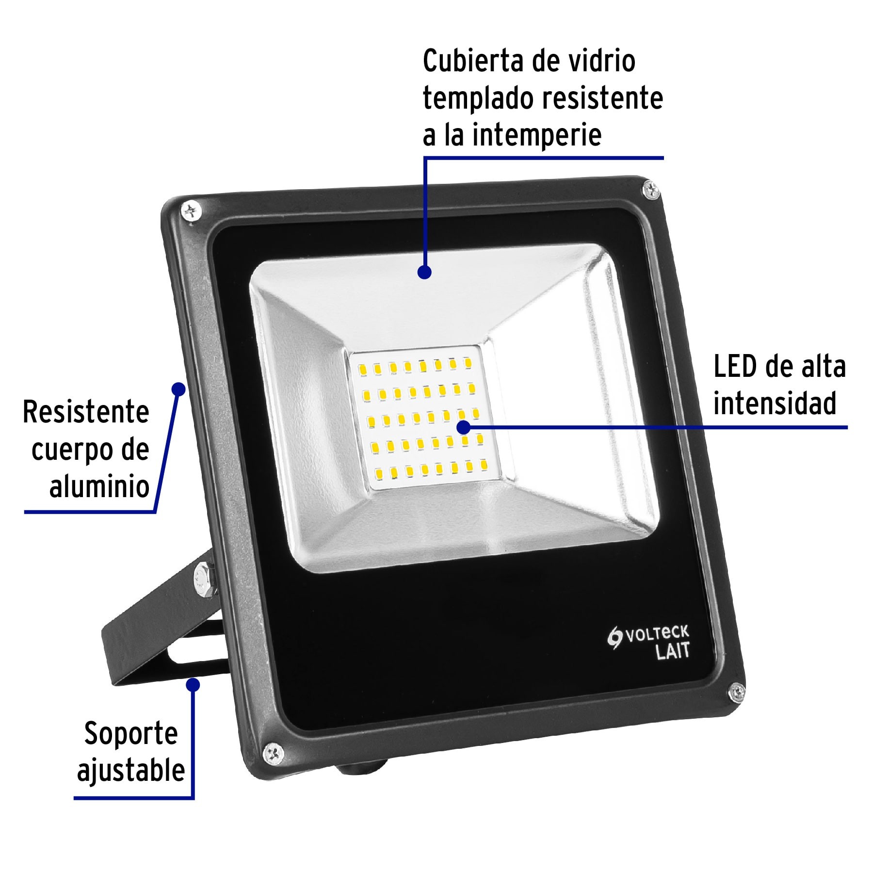 REFLECTOR DELGADO DE LED 20 W LUZ DE DÍA, VOLTECK LAIT 48219