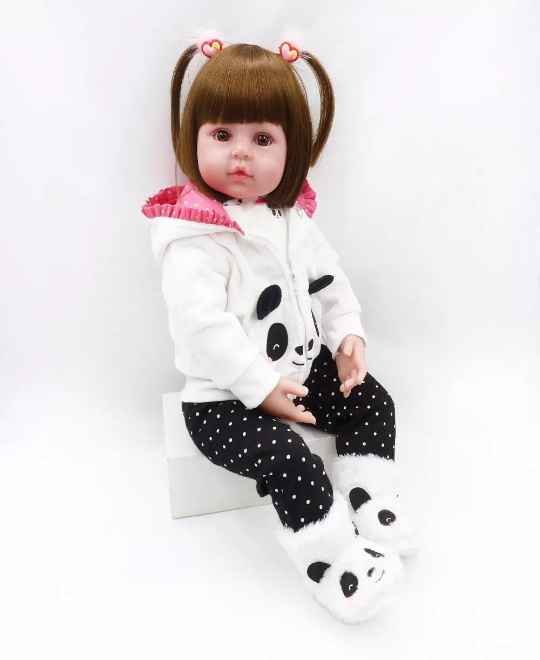 Bebé Reborn Muñeca Silicona De Cuerpo Completo 48cm Panda