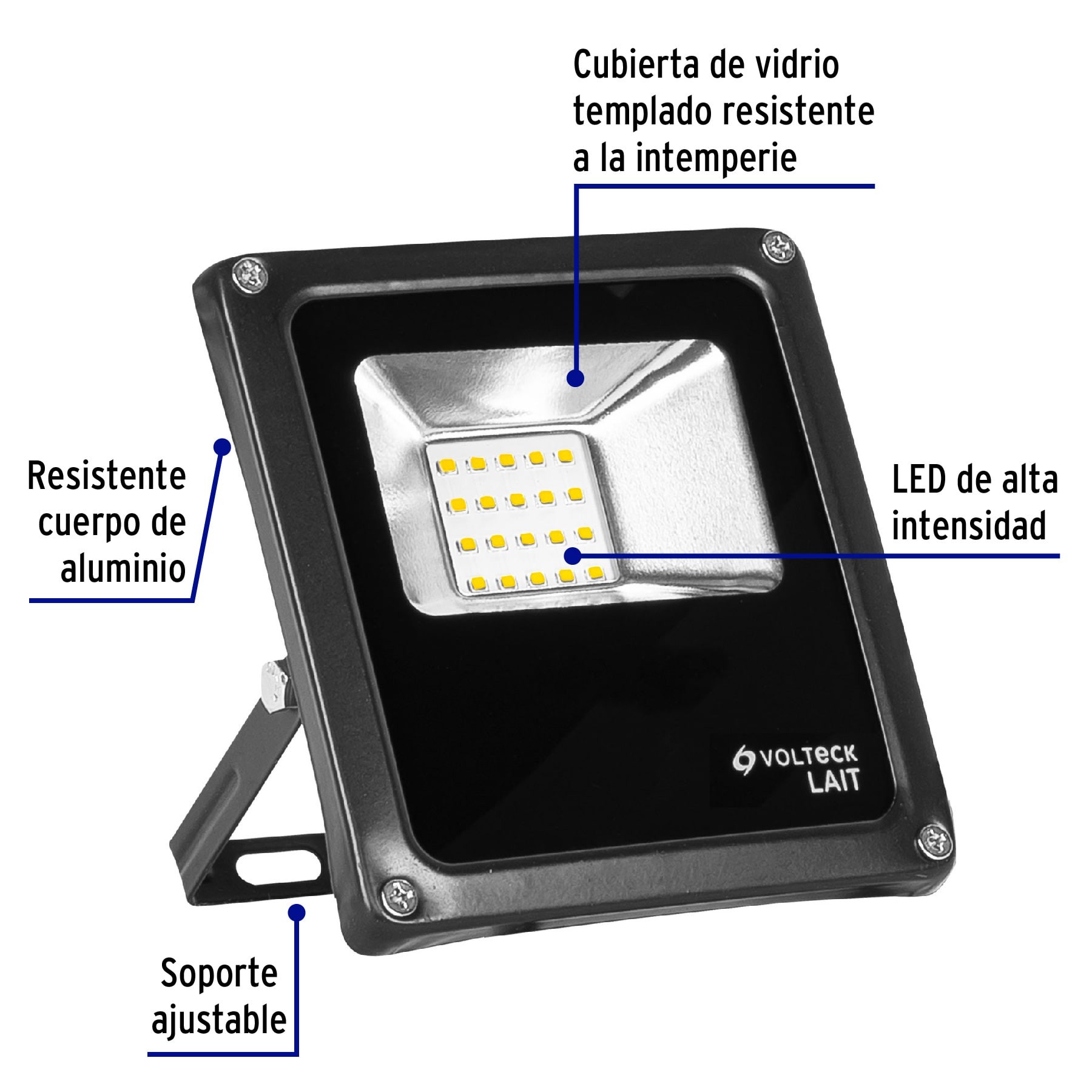 REFLECTOR DELGADO DE LED 10 W LUZ CÁLIDA, VOLTECK LAIT 48331