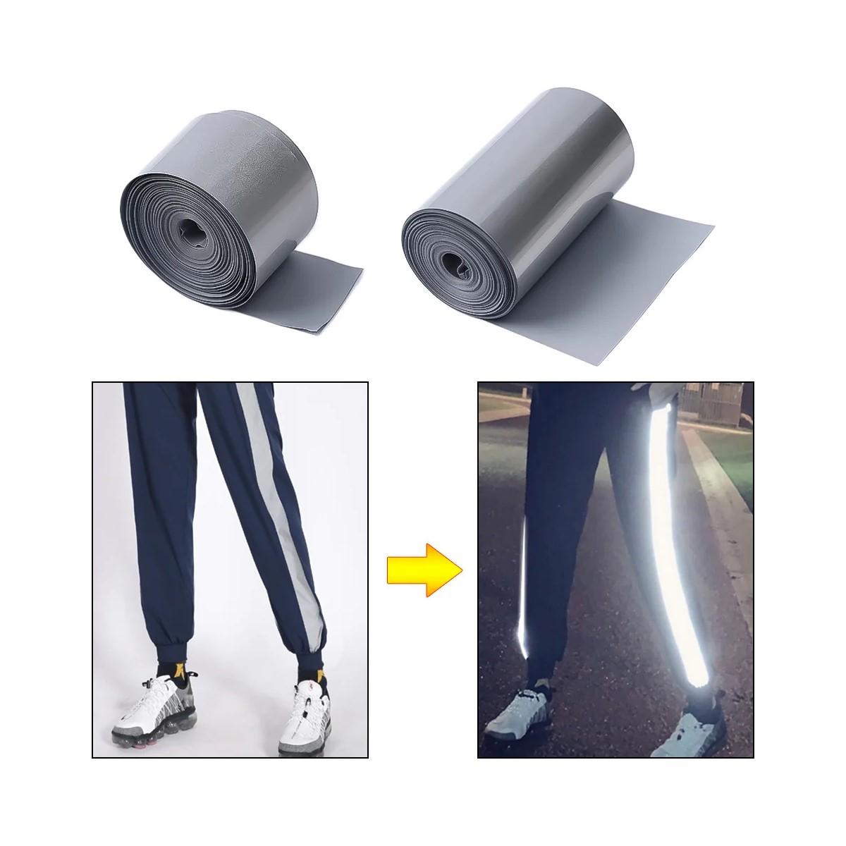 Cinta reflectante transferencia calor 2cm 5cm tira adhesiva 1M ropa zapatos seguridad