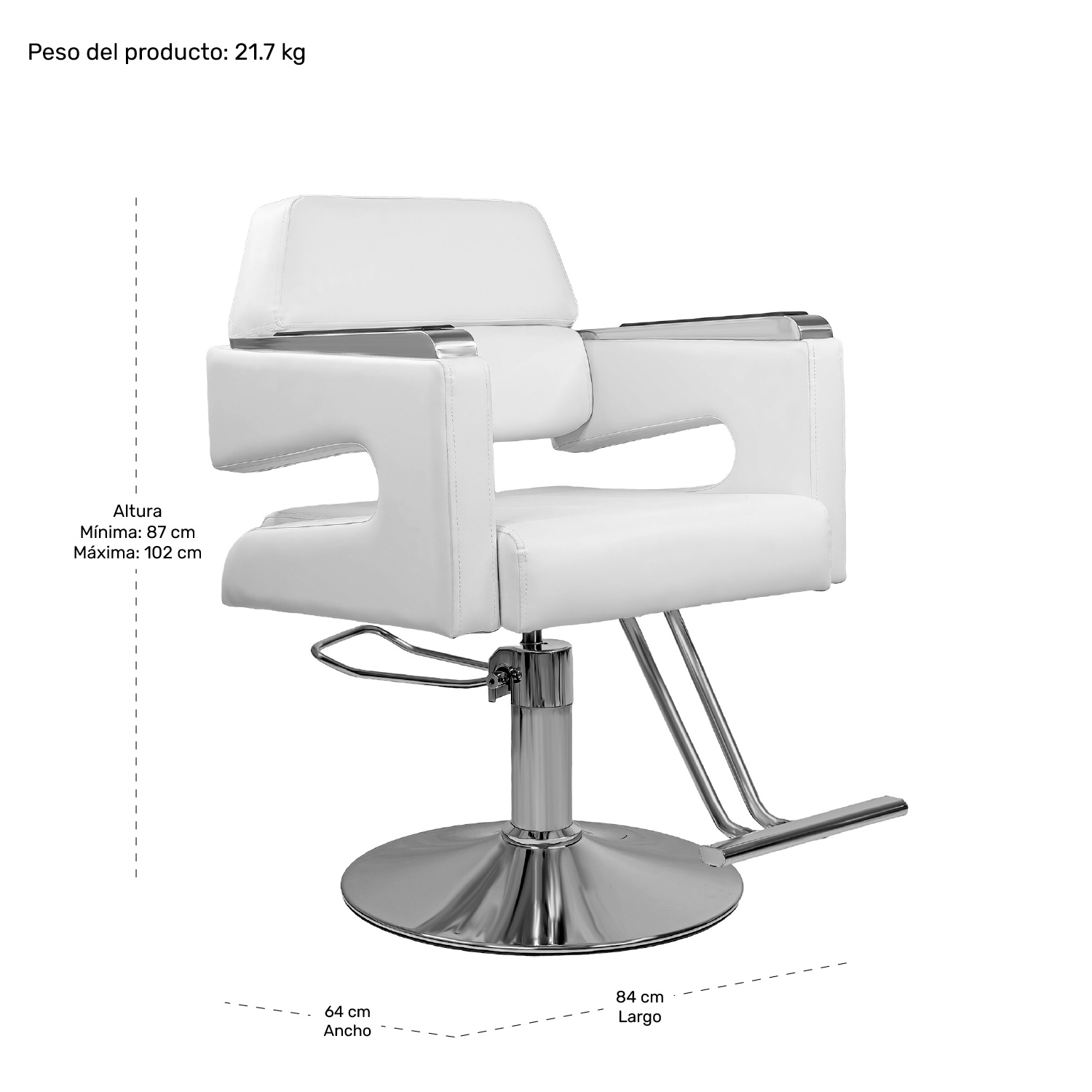 Silla Estetica Barberia Hidraulica Neumatica Ajustable Salon Blanca