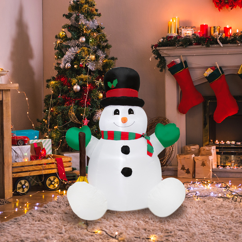 Muñeco de Nieve 1.20 Metros de Altura Snowman Muñeco de Nieve con Escoba