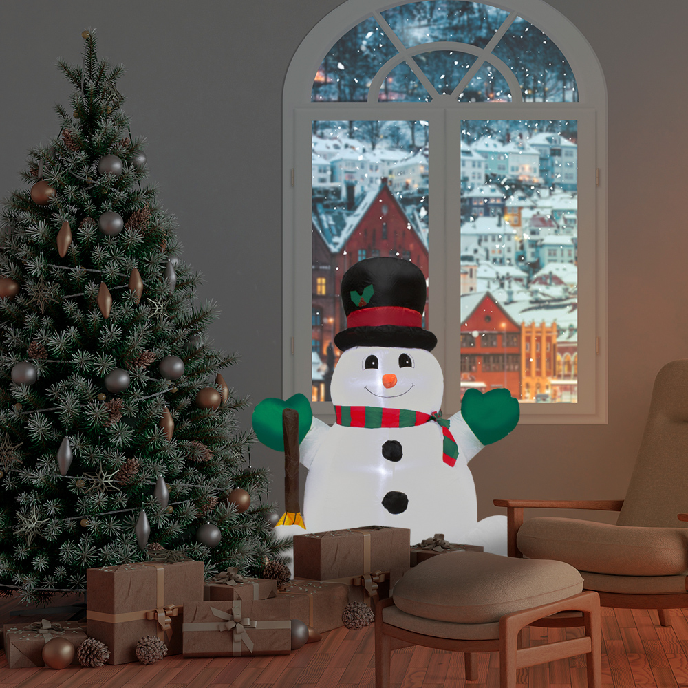 Muñeco de Nieve 1.20 Metros de Altura Snowman Muñeco de Nieve con Escoba