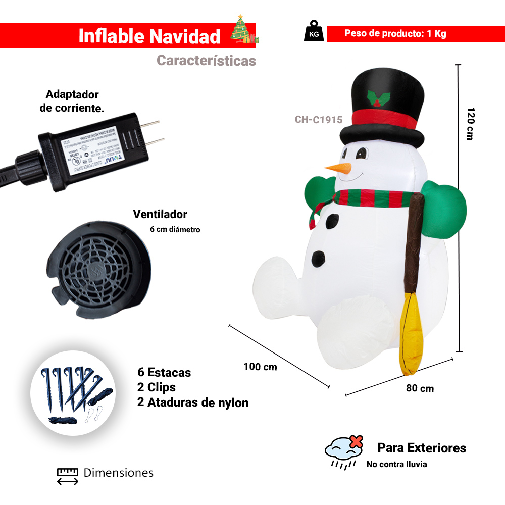 Muñeco de Nieve 1.20 Metros de Altura Snowman Muñeco de Nieve con Escoba