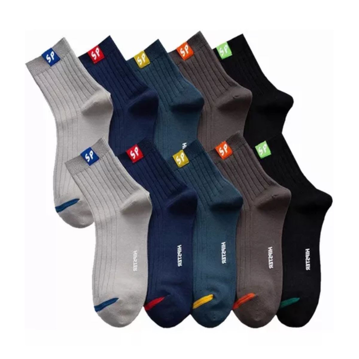 10pares Hombre Calcetines Deportiva Poliéster-algodón Talla única