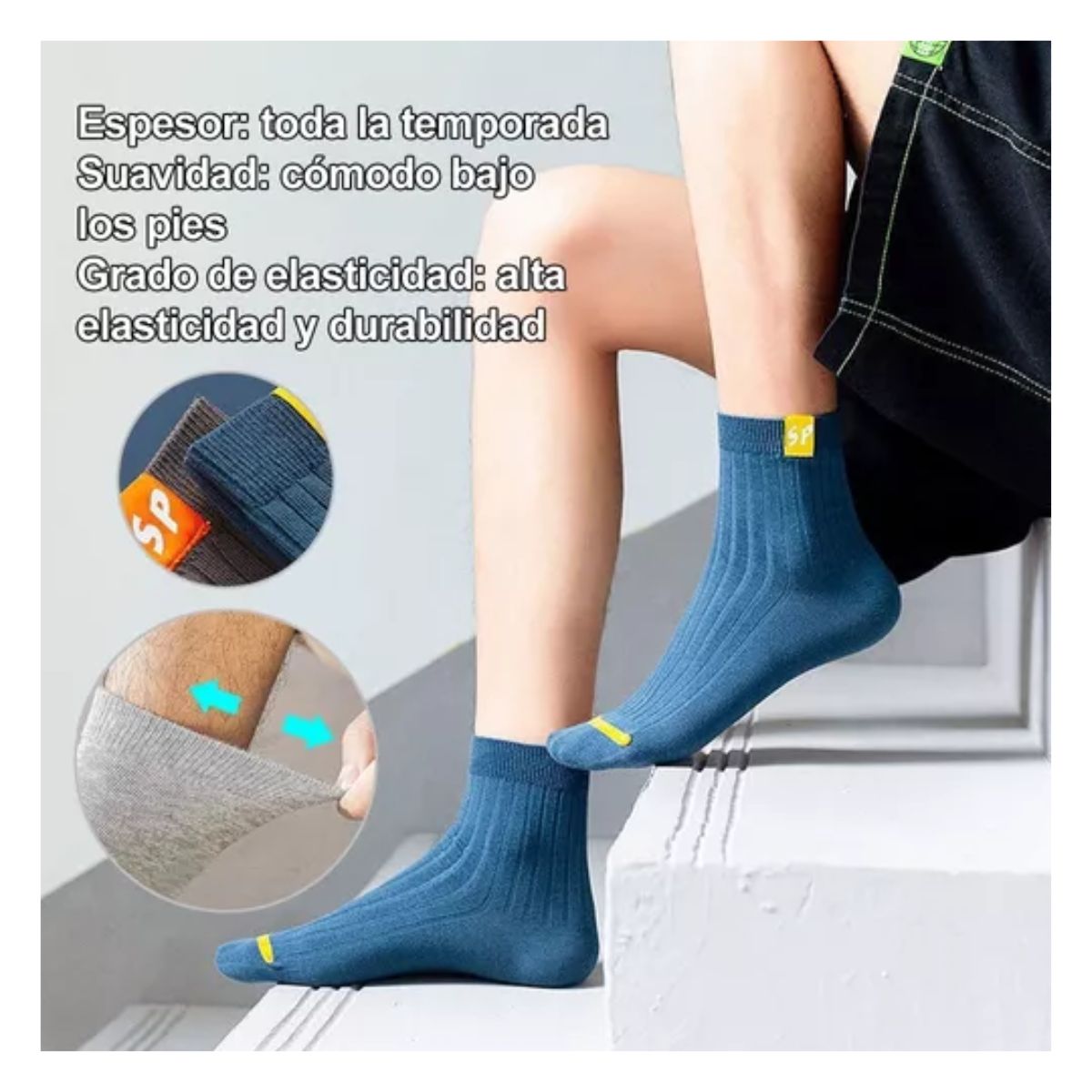 10pares Hombre Calcetines Deportiva Poliéster-algodón Talla única