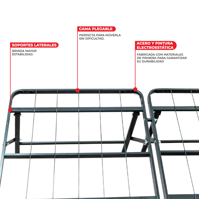 CAMA PLEGABLE MATRIMONIAL + almohadas atlas basic gratis