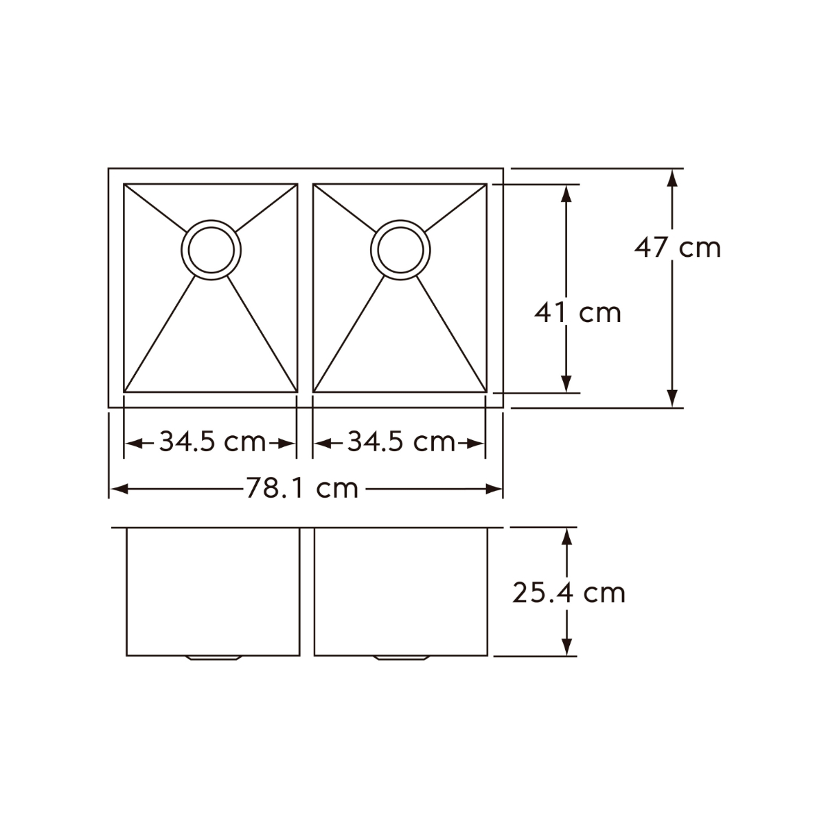 Tarja Doble Submontar Elkay EFU-311810ACO9 Acero Inox Satinado.