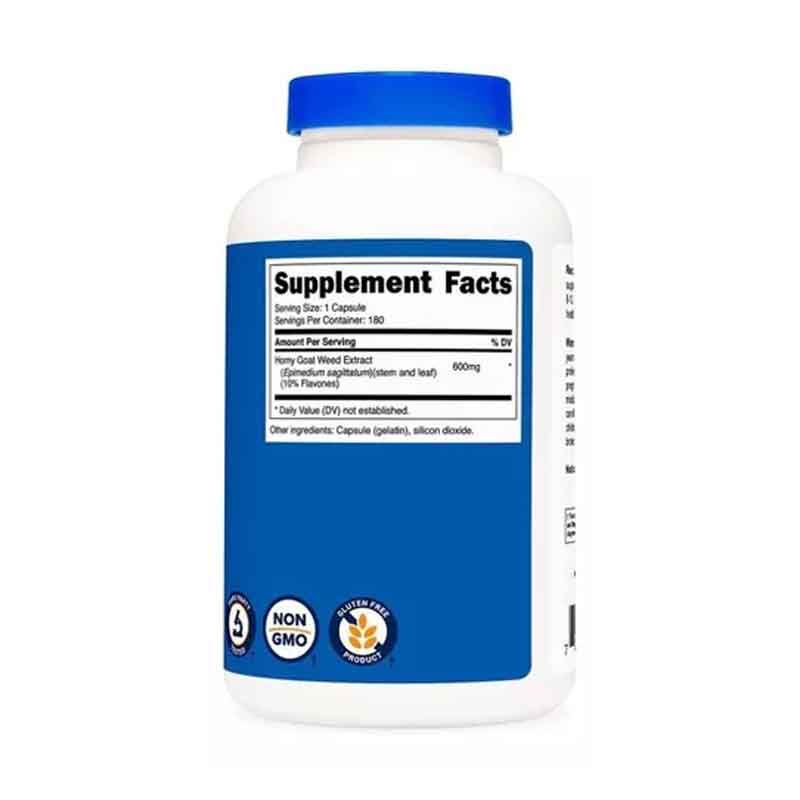 Horny Goat Weed 600mg Nutricost 180 capsulas Energia Vitalidad 