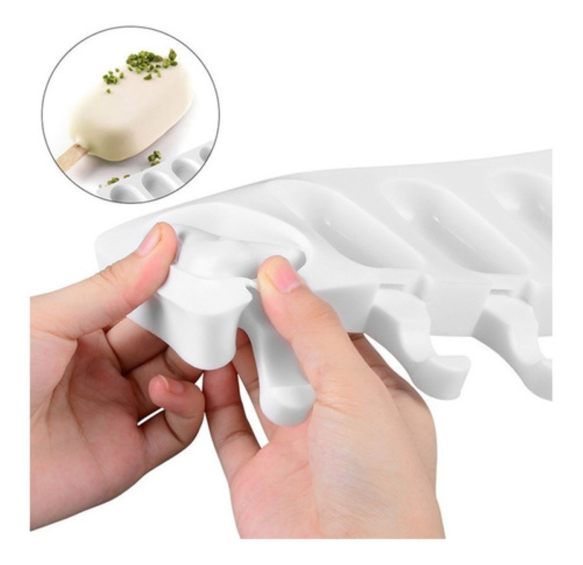 Molde De Silicon Reposteria Paleta Tipo Mini Magnum Blanco