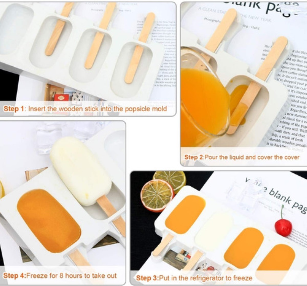 Molde De Silicon Reposteria Paleta Tipo Mini Magnum Blanco