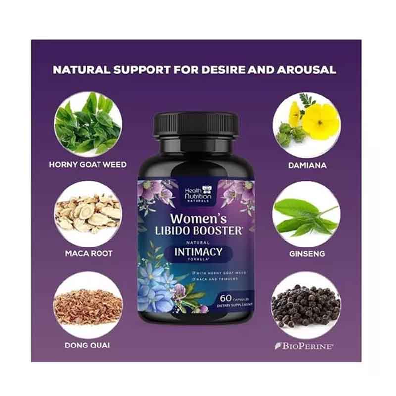 Horny Goat Weed Mujer Health Nutrition 60 caps Vigor Libido Energía Sexual 