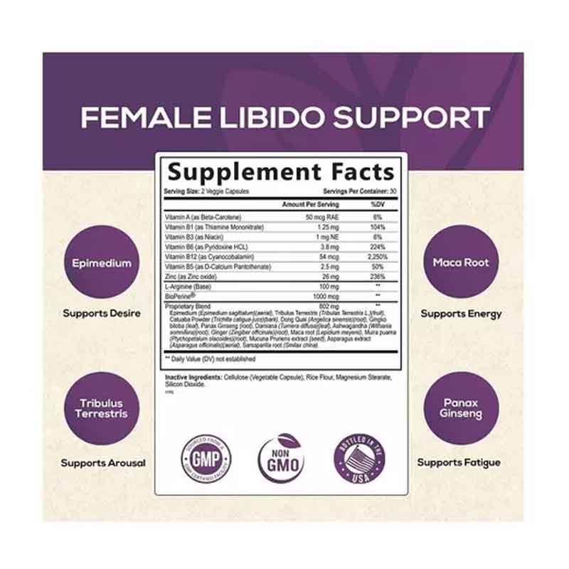 Horny Goat Weed Mujer Health Nutrition 60 caps Vigor Libido Energía Sexual 