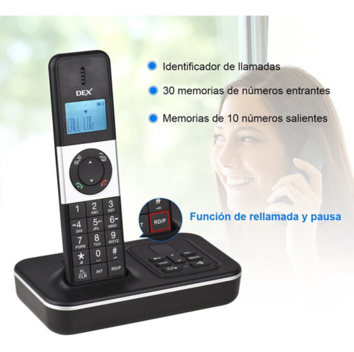 Sistema De Teléfono Inalámbrico Expandible, 2 Pzas Negro 