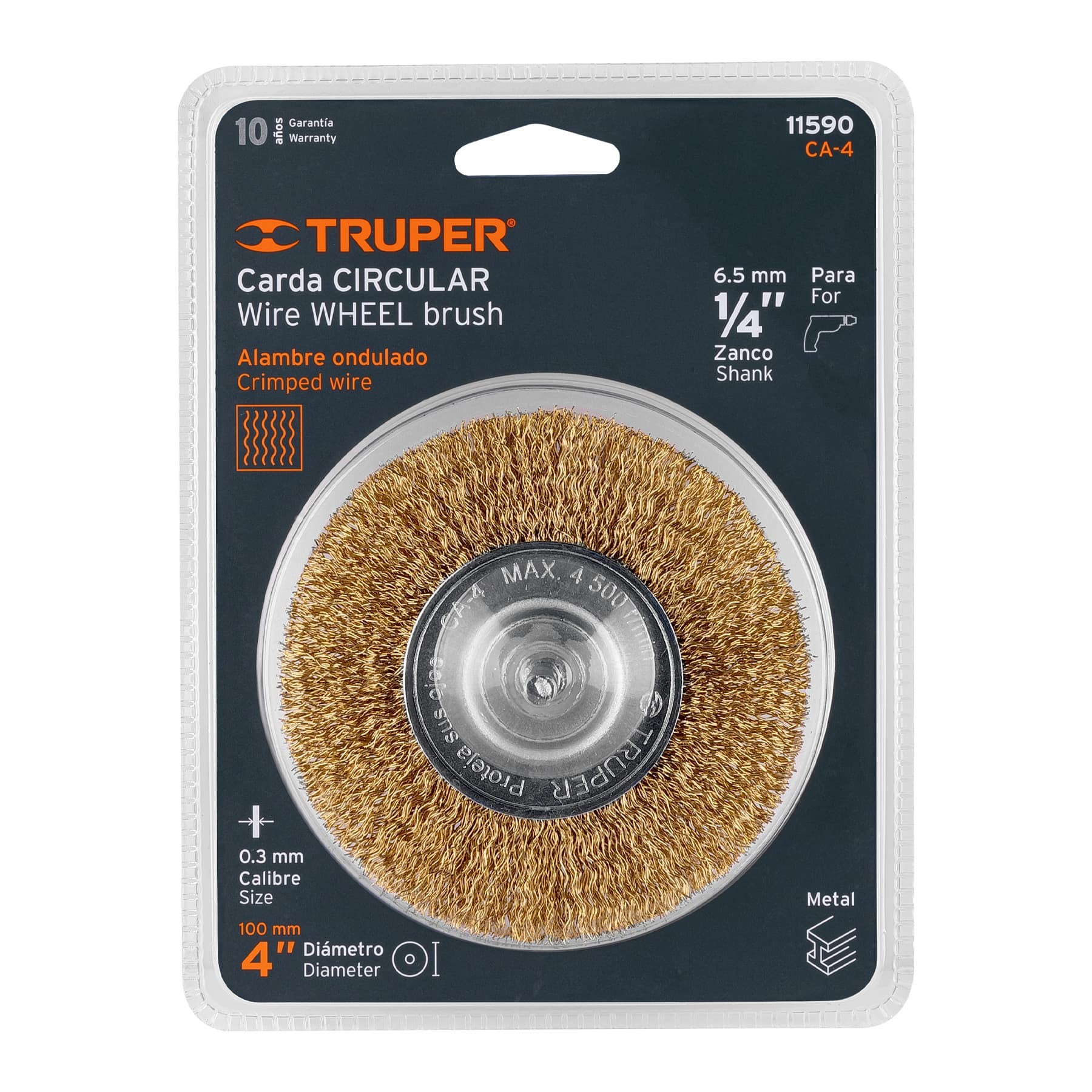 CARDA CIRCULAR 4" ALAMBRE GRUESO PARA TALADRO, TRUPER 11590