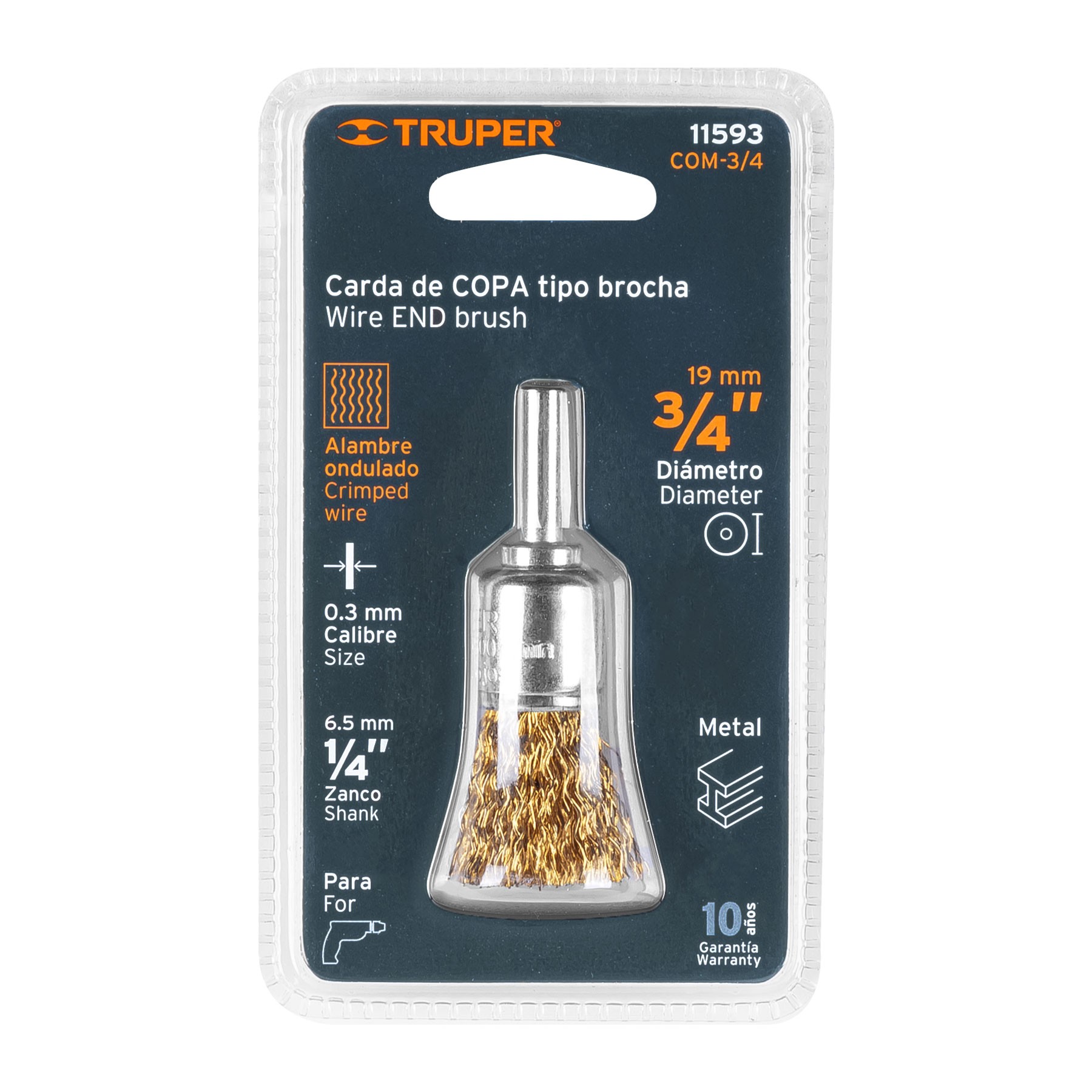 CARDA DE COPA 3/4" ALAMBRE GRUESO PARA TALADRO, TRUPER 11593