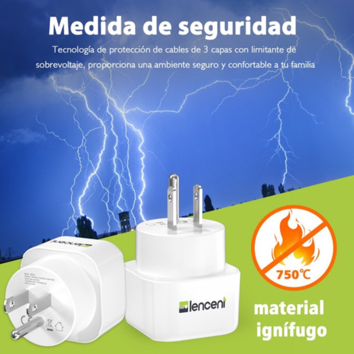 Adaptador De Enchufe Europeo Eu A México, Adaptador De Viaje Blanco