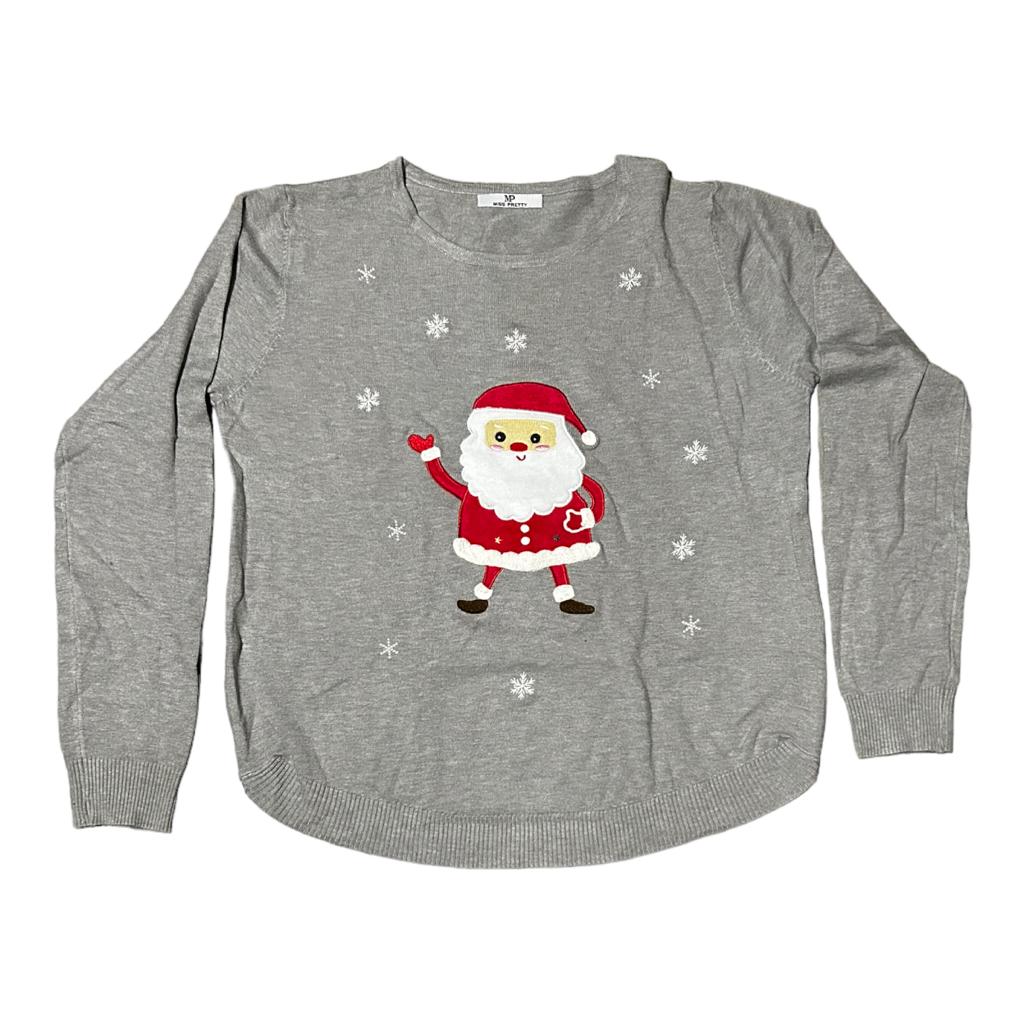 Suéter Sweater Ligero Tejido de Punto Diseño Santa Claus navidad navideño
