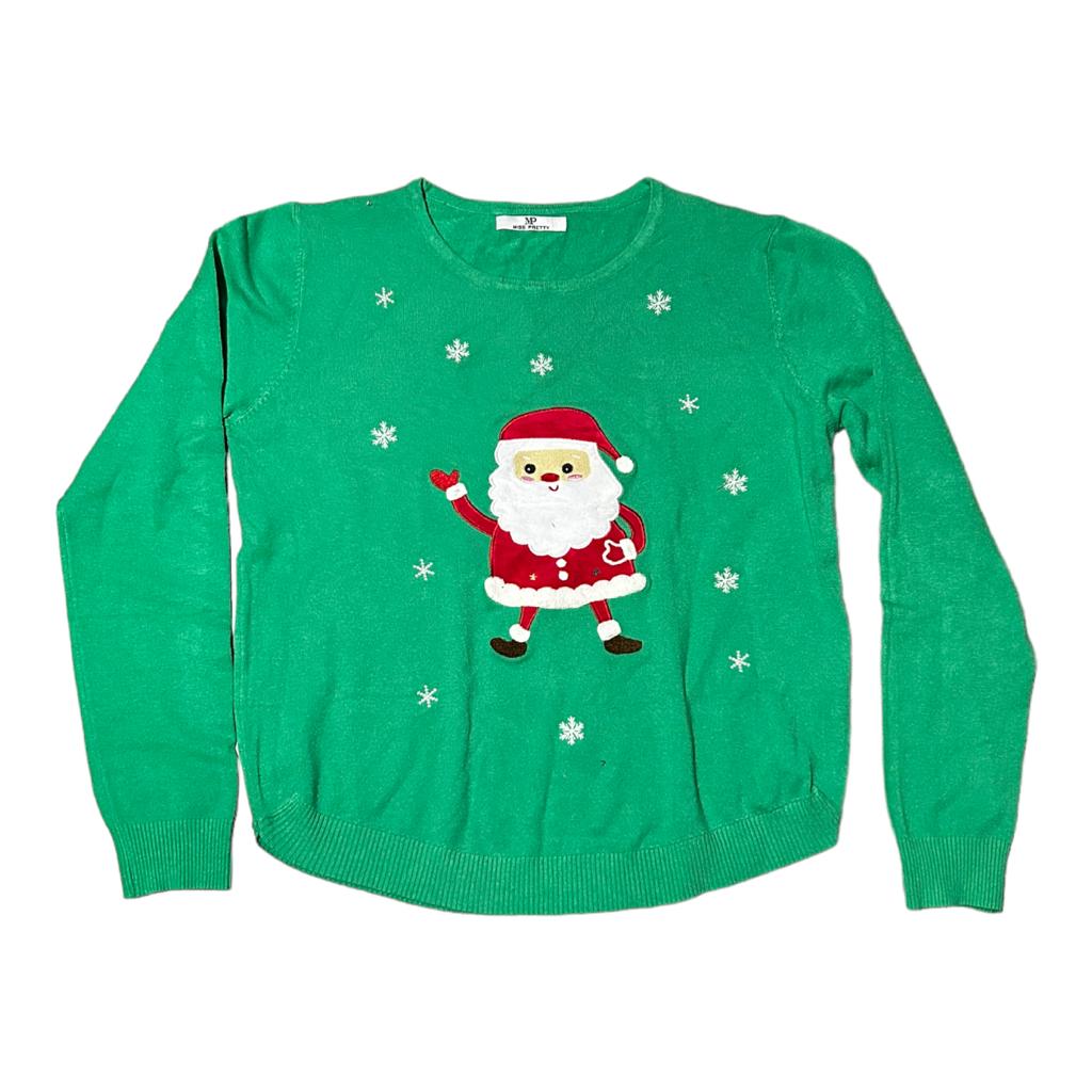 Suéter Sweater Ligero Tejido de Punto Diseño Santa Claus navidad navideño