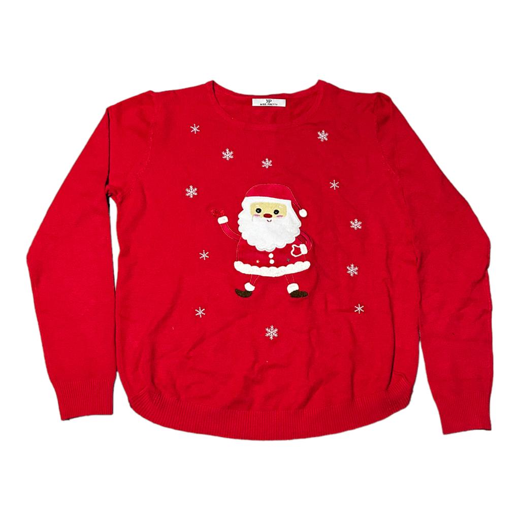 Suéter Sweater Ligero Tejido de Punto Diseño Santa Claus navidad navideño