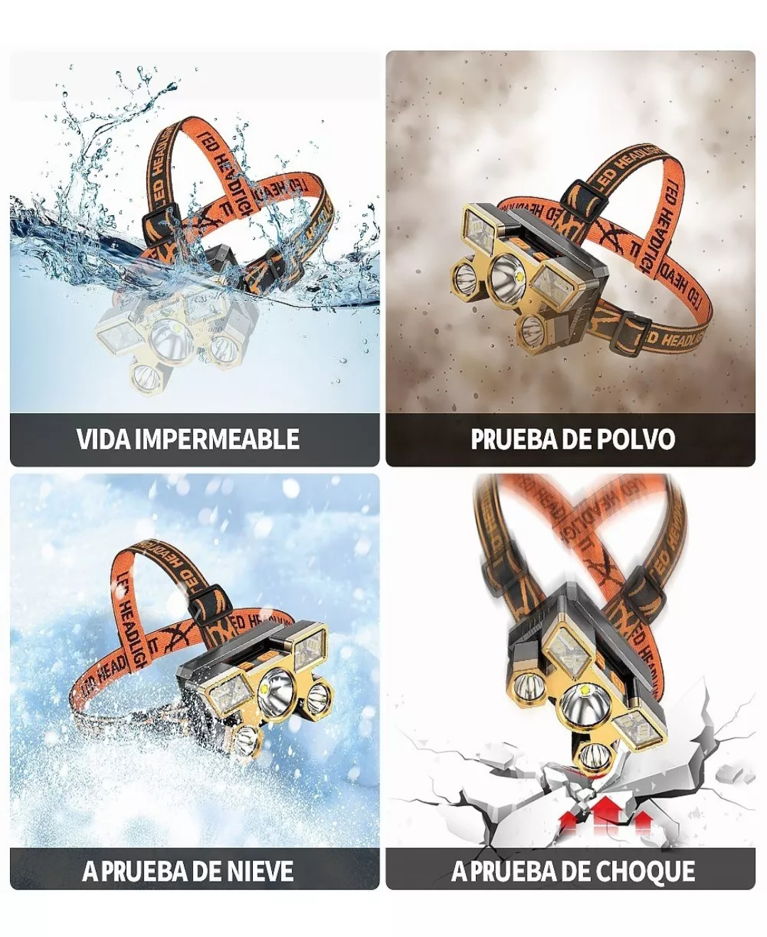 Lámpara Cabeza Led Usb Linterna Frontal Recargable 5 Leds