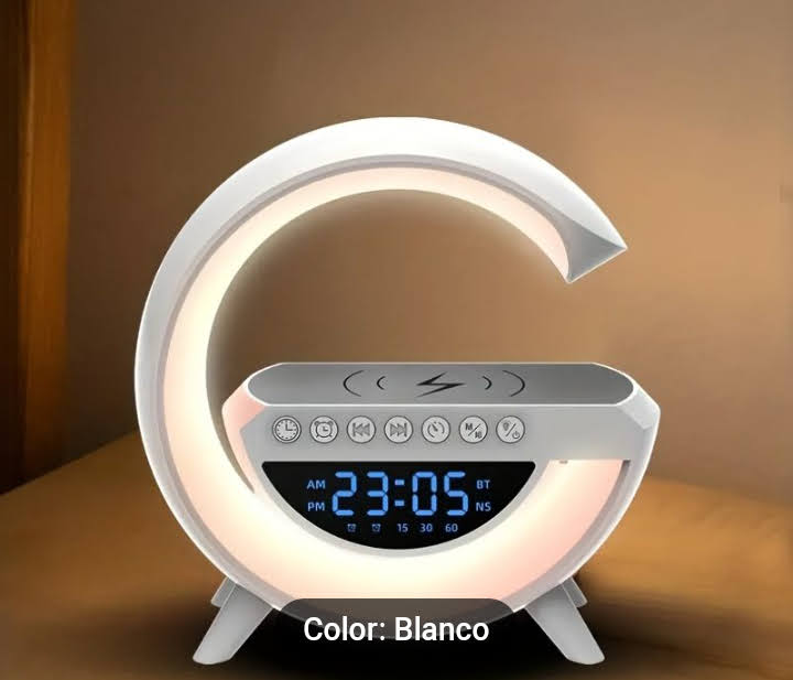 Cargador Inalambrico Wireless con Bocina, Radio y Reloj Alarma