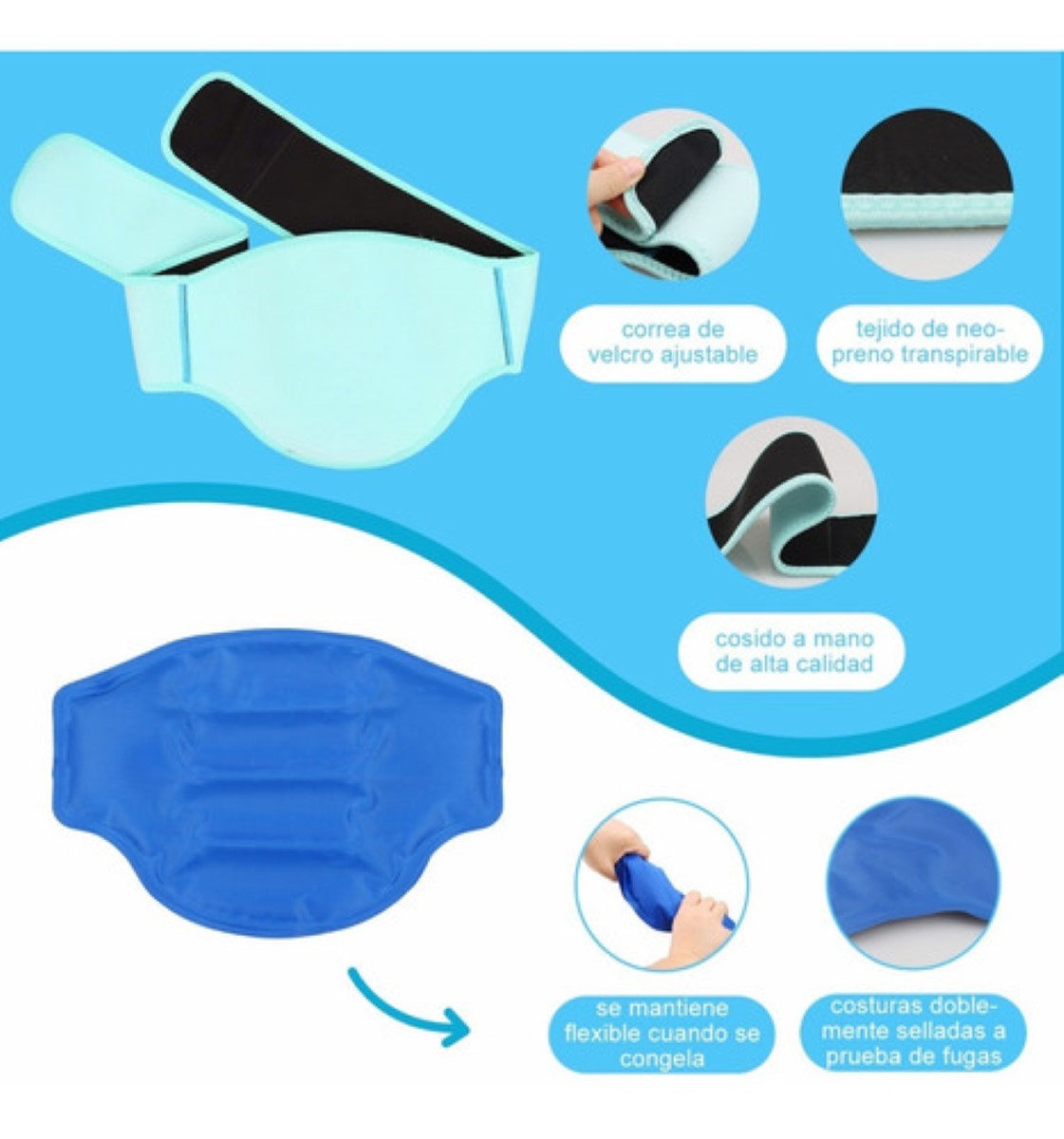 Compresa De Gel Frio Calor Para Aliviar El Dolor De Espalda Azul. 