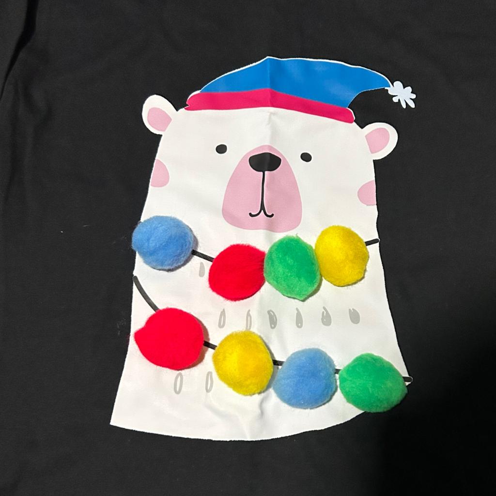 Playera Manga Larga Algodon Diseño Navideño Con Pompones