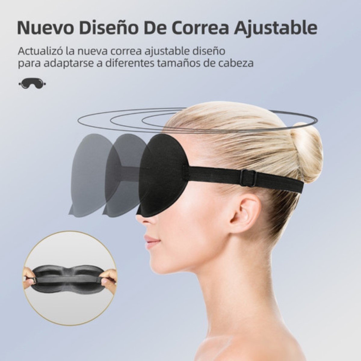 Antifaz 3d Máscara Para Dormir Ajustable Y 12tapones Oidos  Rojo/Negro