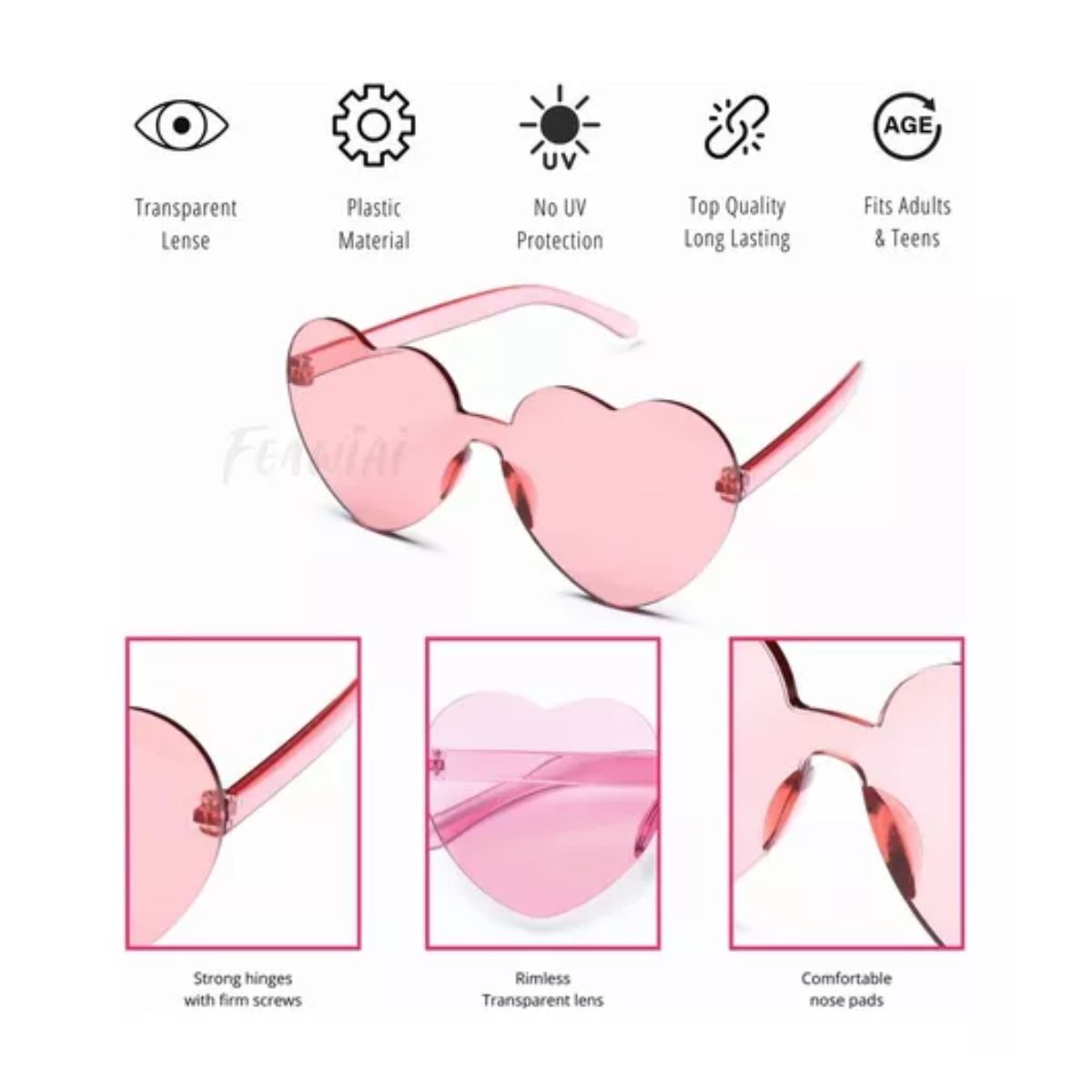 2 pzs Sombrero Vaquero Disfraz Para Fiestas Y Gafas Corazón rosa