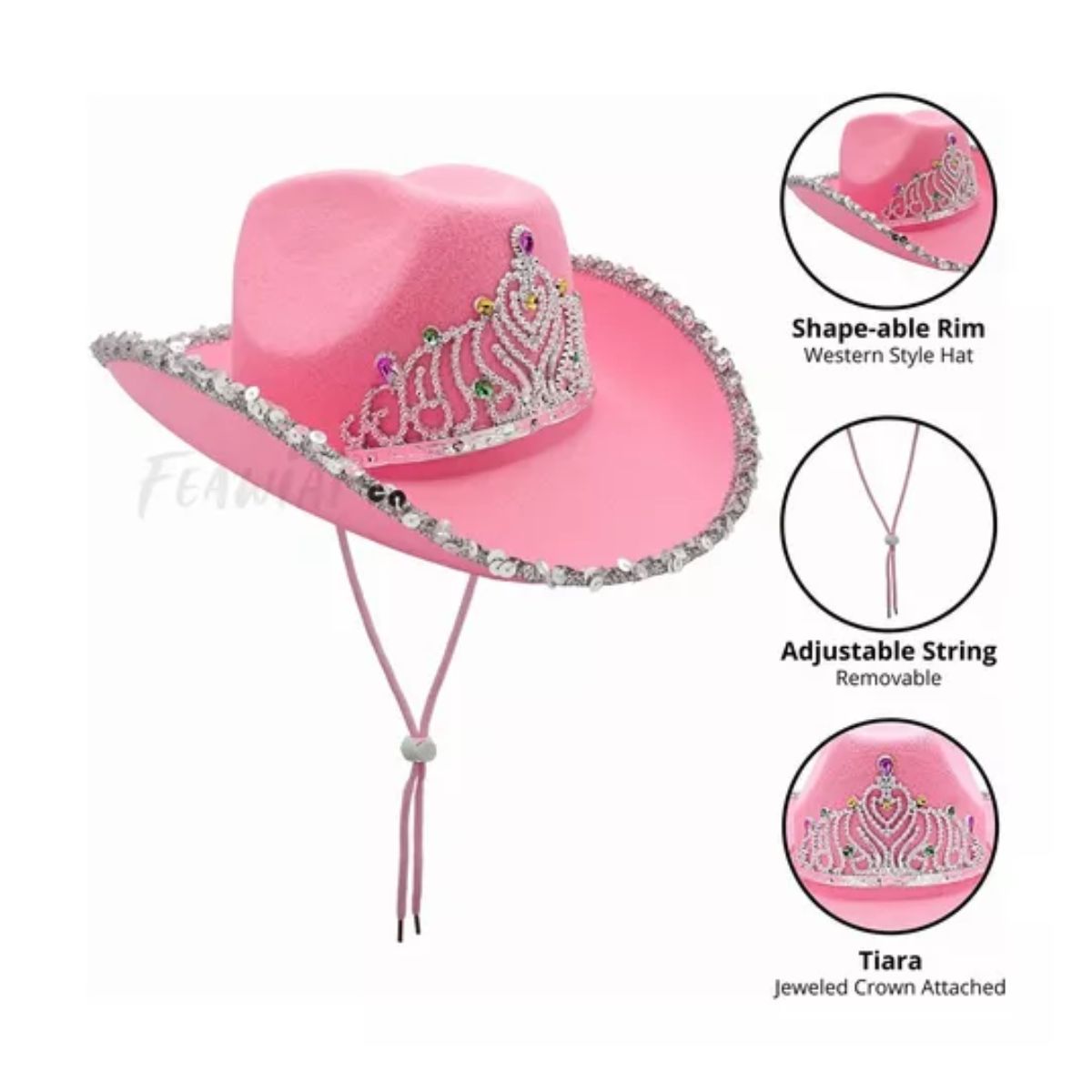 2 pzs Sombrero Vaquero Disfraz Para Fiestas Y Gafas Corazón rosa 