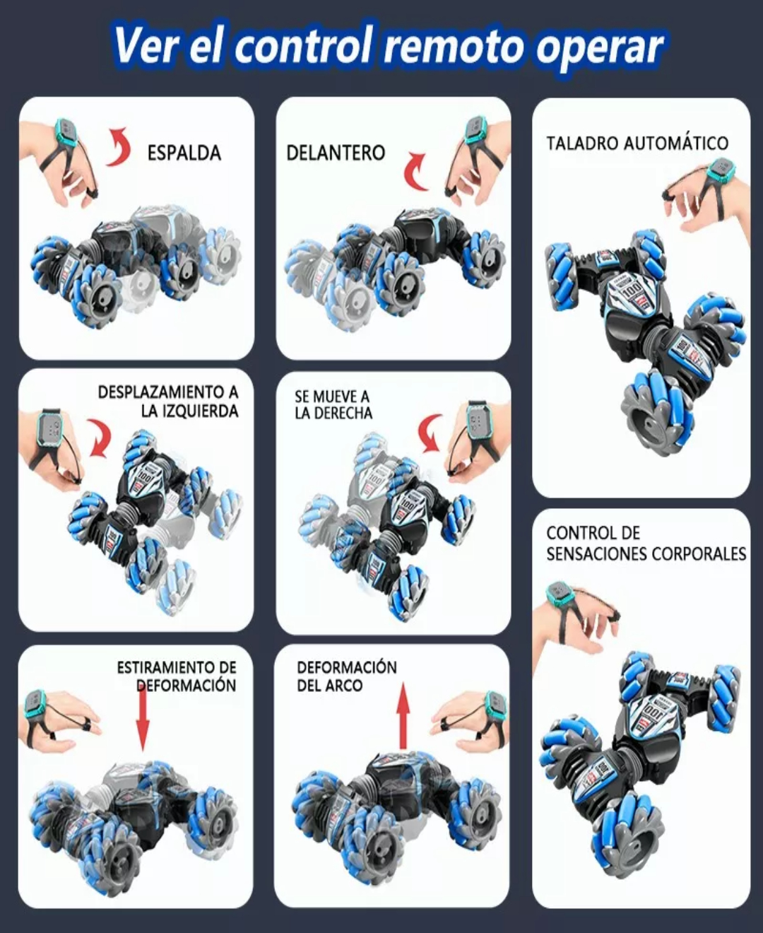 Carro De Control Remoto 4wd Sensor De Gestos Música Giro 360