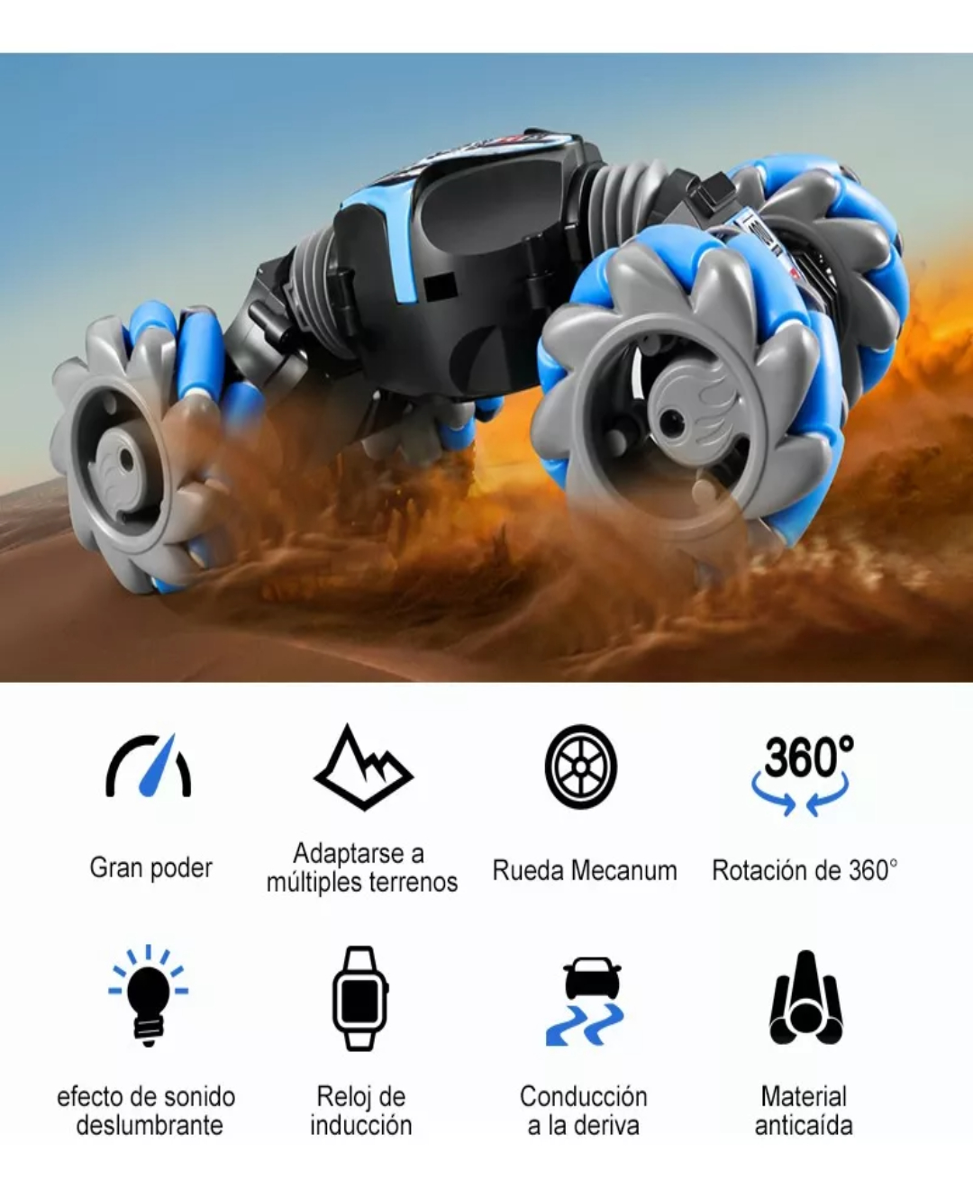 Carro De Control Remoto 4wd Sensor De Gestos Música Giro 360