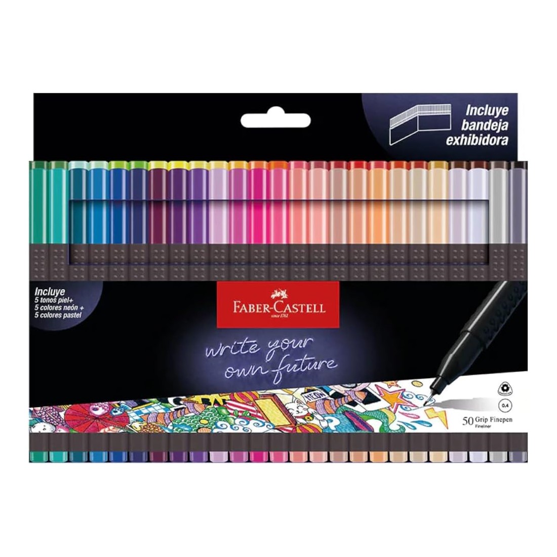 Faber-Castell Marcadores de color Grip - 20 marcadores lavables de línea  fina